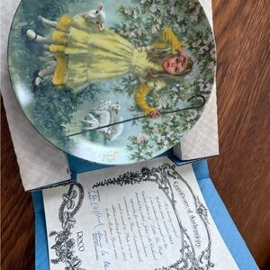 Decorative Plate with Girl and Lambs